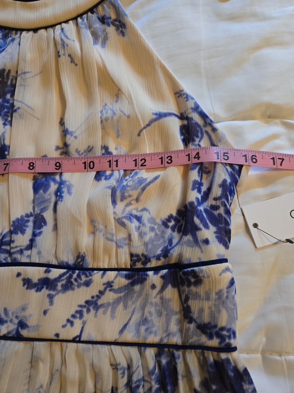 Calvin Klein Cream Maxi Dress with Blue Floral Print - Picture 12 of 15